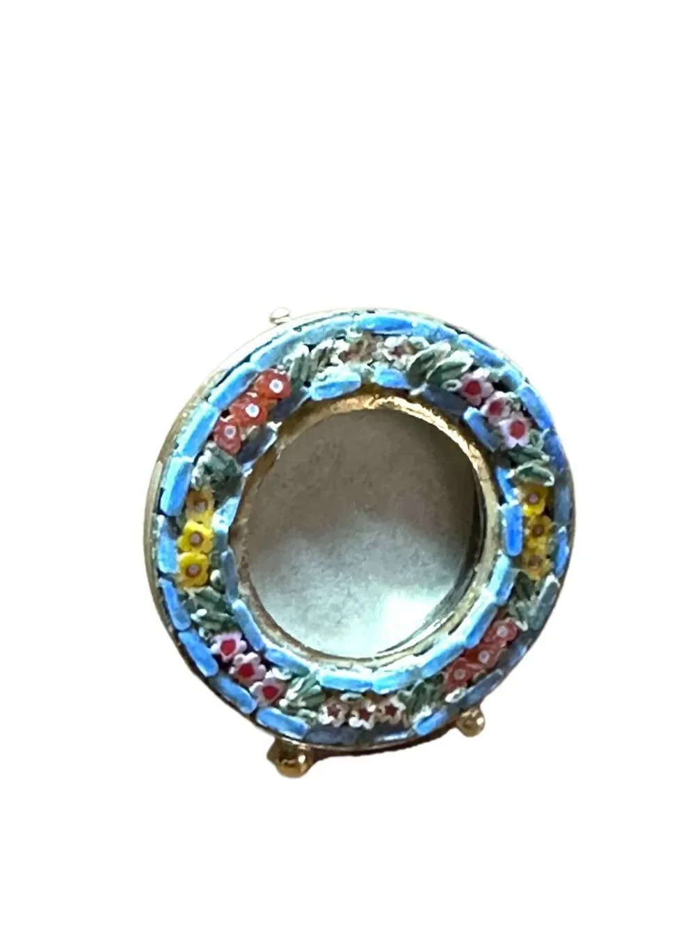 Vintage Italian Florentine Micro Mosaic Floral Picture Framw